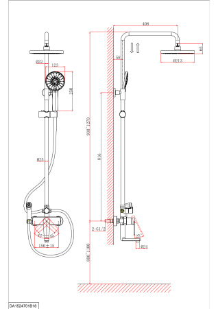 Душевая система D&K с гигиеническим душем  Bayern.Fürth DA1524705B18