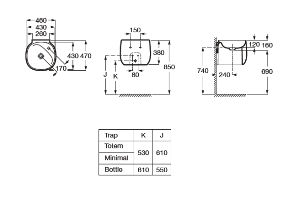 Раковина подвесная (43x43) Roca Beyond   3270B1640 оникс матовый