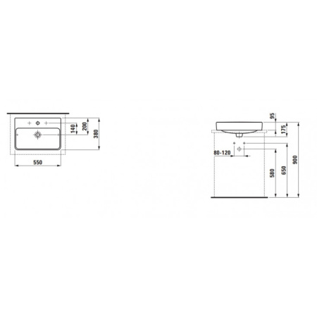 Раковина подвесная (55x38) Laufen Pro S 8.1295.2.000.104.1