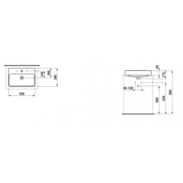 Раковина подвесная (55x38) Laufen Pro S 8.1295.2.000.104.1
