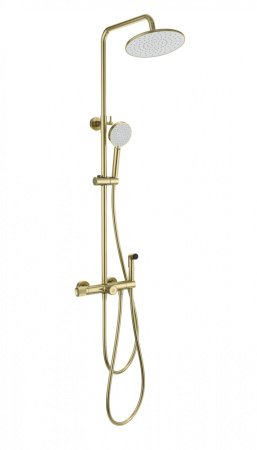 Душевая система с техническим душем и термостатом WONZON & WOGHAND, брашированное золото WW-B3097-A-BG