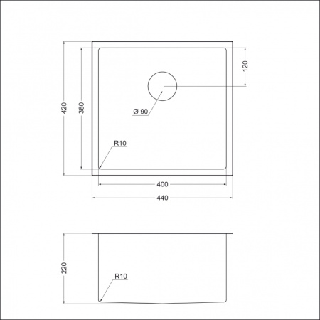 Кухонная мойка (44х42) EMAR EMB-131 PVD Nano Satine