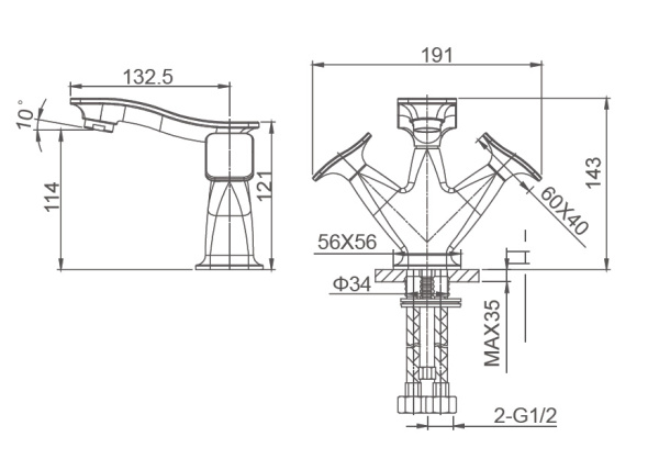 Смеситель для раковины WONZON & WOGHAND SHAKESPEARE, темное золото WW-651101-DG