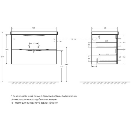 Тумба под раковину BelBagno Marino MARINO-CER-MINI-800-2C-SO-RR-P