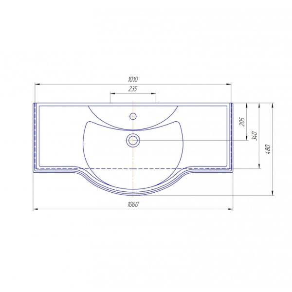 Раковина полувстраиваемая (106х48) СаНта Classic105