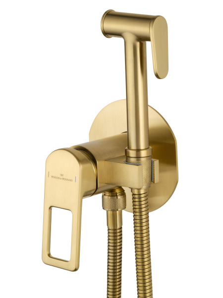 Смеситель с гигиеническим душем встраиваемый WONZON & WOGHAND FRAME, брашированное золото WW-88829010-BG