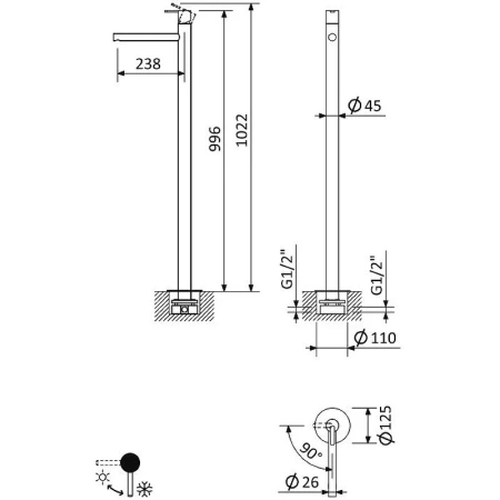 Смеситель для раковины Cezares Leaf LEAF-TVP-L-01-W0