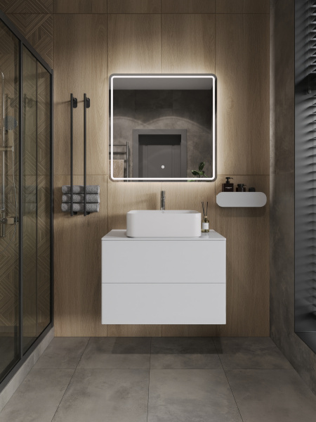 Тумба с раковиной подвесная 75 см, Orange Otto Ot-75TuMDF+B02-460W белый глянец