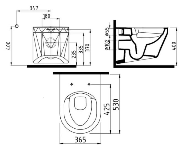 Унитаз подвесной безободковый с функцией биде Bien Moly MLKA052N1VP1W3000