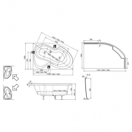 Акриловая ванна 150x105 см L Rosa II Ravak CK21000000