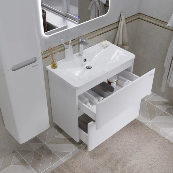 Тумба напольная Grossman АДЕЛЬ-НОРМА-80 108023 см с 2-я ящ, белая