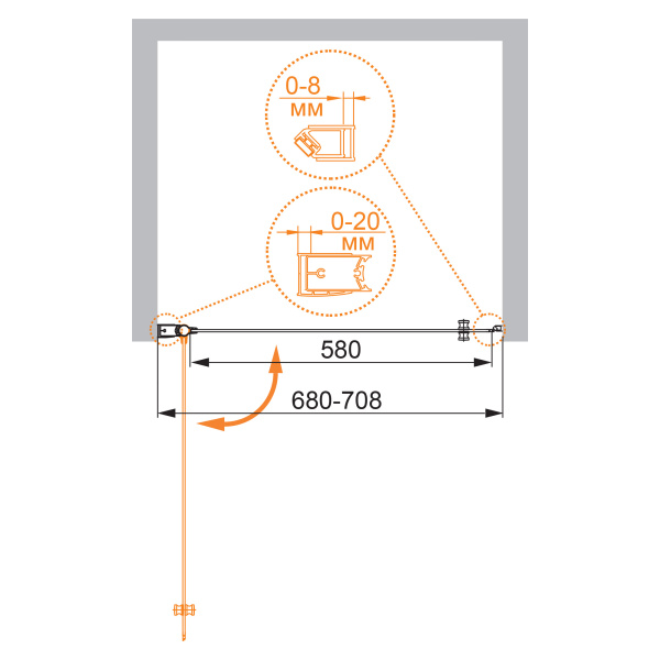 Душевая дверь (70х195) CEZARES ELENA ELENA-W-B-1-70-P-Cr-L