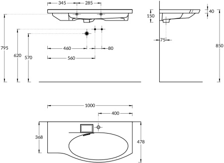 Раковина подвесная (102х50) Kerama Marazzi Riva RV.wb.100Rh