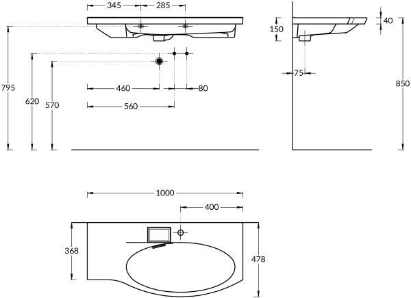 Раковина подвесная (102х50) Kerama Marazzi Riva RV.wb.100Rh