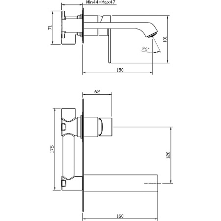 Смеситель для раковины BelBagno Aurora AURORA-BLVM-CRM-W0