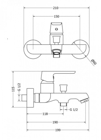 Смеситель для ванны Cezares Romana ROMANA-VM-01