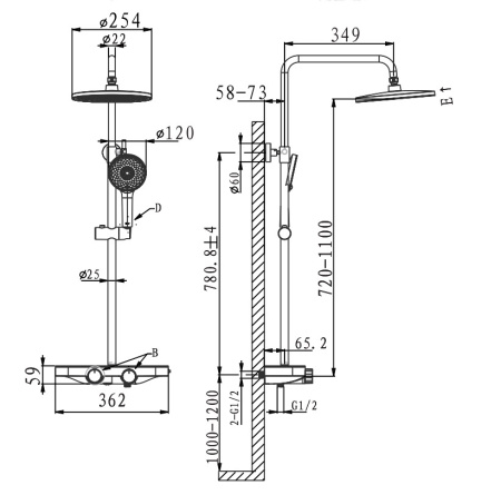 Душевая система Arrow AG3327CP хром