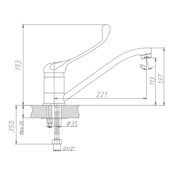 Смеситель для кухни с хирургической ручкой Haiba HB4254