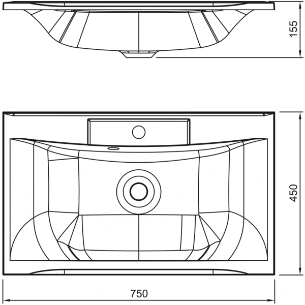 Раковина из искуственного мрамора (75x45) Art&Max AM-LAV-750-MR-FP-Nero