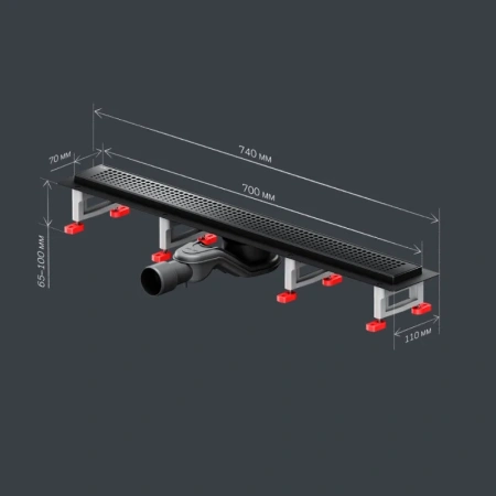 Душевой лоток 70 см Am.Pm MasterFlow W01SC-P11-070-01BM черный матовый