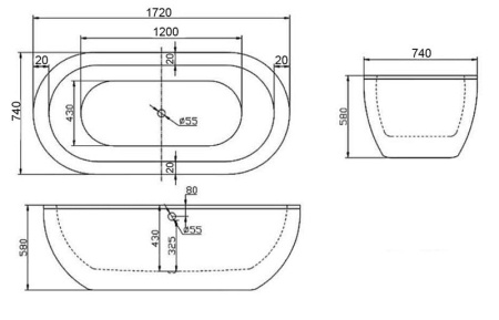 Акриловая ванна Gemy G9241 (172x74)
