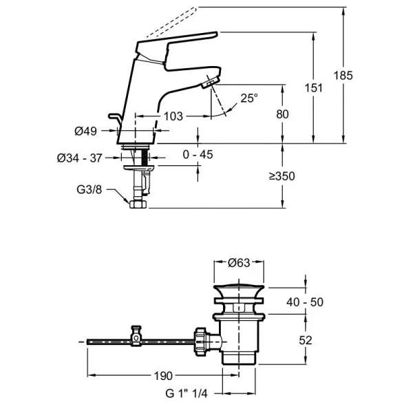 Смеситель для раковины Jacob Delafon Aime E29869-BL