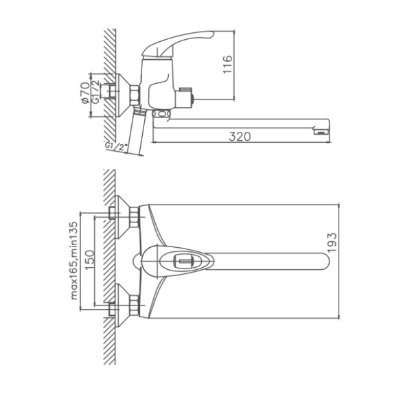 Смеситель для ванны Cron CN2213-8 Смеситель для ванны Cron CN2213-8
