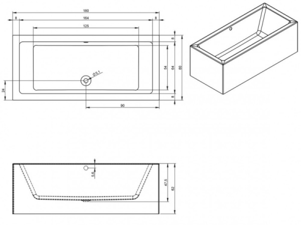 Ванна акриловая Riho Lugo Plug & Play (180х80) L B133016005