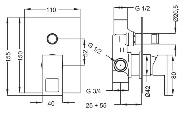 Смеситель для душа Cezares Molveno MOLVENO-VDIM-01-Cr