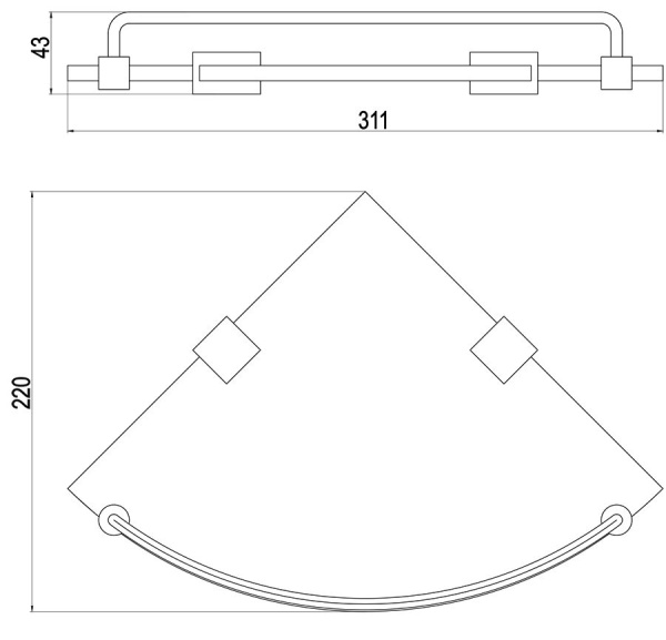 Полка стеклянная угловая Timo Selene 10073/00