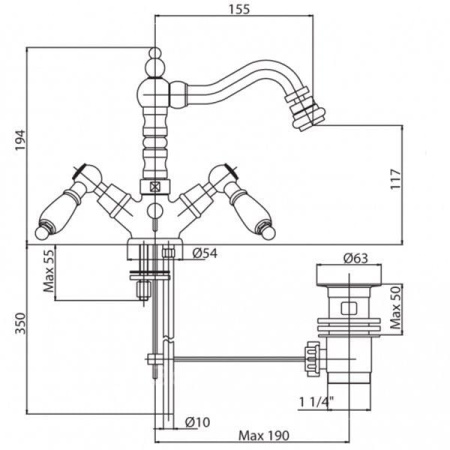 Смеситель для биде Cezares First FIRST-BS2-03/24-M