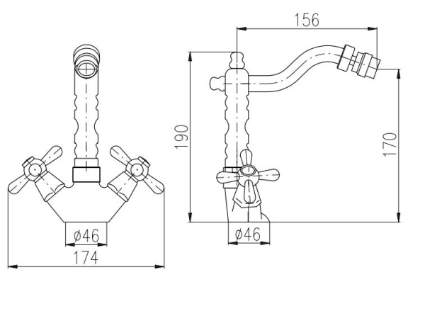 Смеситель для биде Rav Slezak Morava Retro MK420.5/9SM