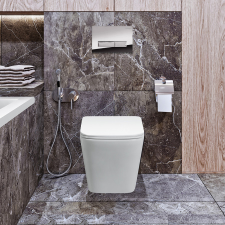 Унитаз подвесной безободковый с сиденьем BelBagno DUE BB3103CHR/SC