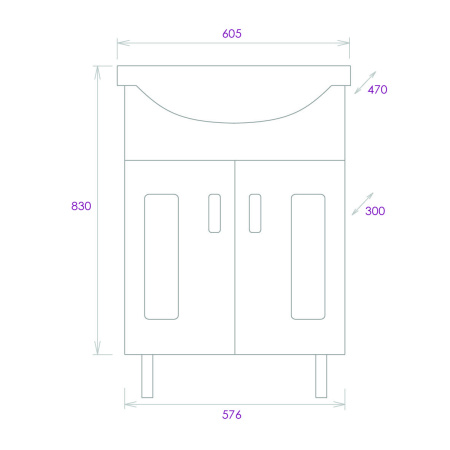 Тумба под раковину напольная Onika Кристалл 60 106123