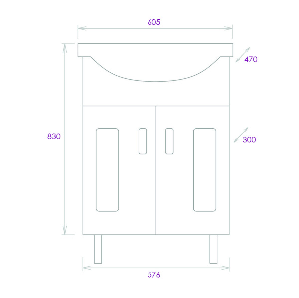 Тумба под раковину напольная Onika Кристалл 60 106123