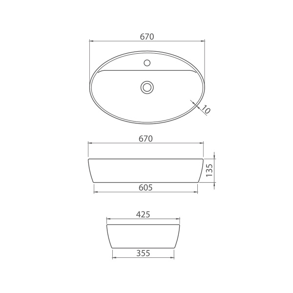 Умывальник накладной Opadiris CeraStyle One 67 Z0000011155