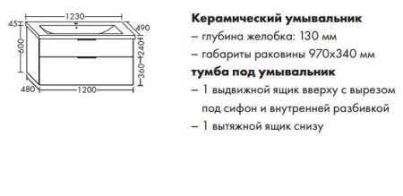 Комплект мебели с раковиной Burgbad Eqio SEYQ123F2009C001*1