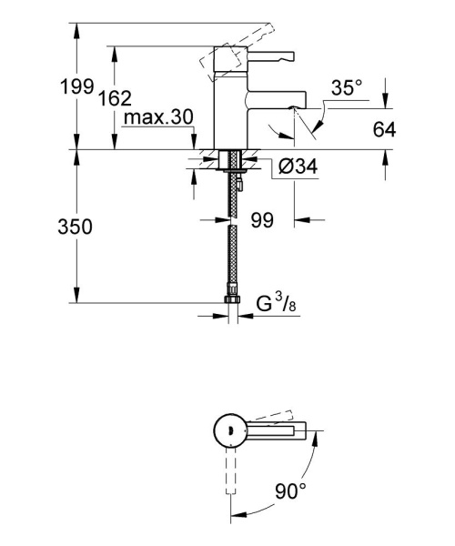 Смеситель однорычажный для раковины Grohe Essence 23369 00E (2336900E)
