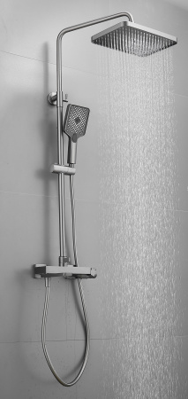 Душевая система с изливом Belz B24672-3, оружейная сталь