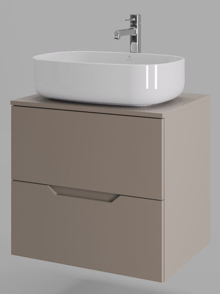 Тумба с раковиной подвесная 60 см, Orange Line Li-60TuLMDF+B07-540W  латте/белый