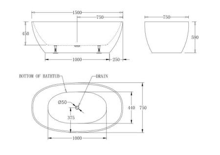 Акриловая ванна (150x75) BelBagno BB81-1500