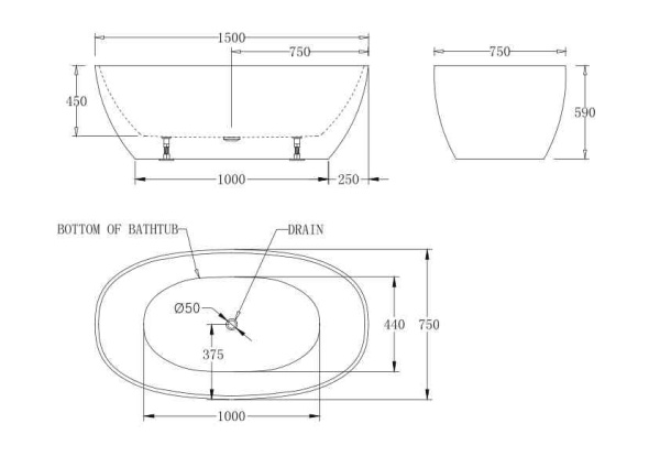 Акриловая ванна (150x75) BelBagno BB81-1500