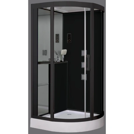Душевая кабина (100х100) Grossman  GR241 раздвижная, черный, прозрачный