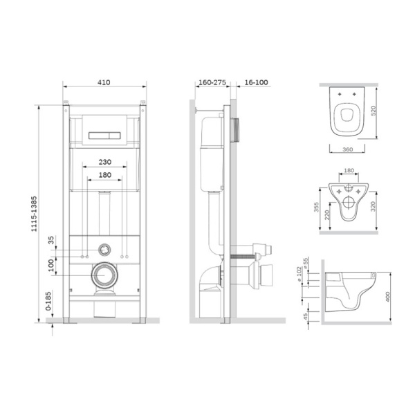 Комплект унитаз и инсталляция Am.Pm IS30201.801700