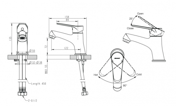 Смеситель для раковины Bravat Emeralda F1135147CP-RUS