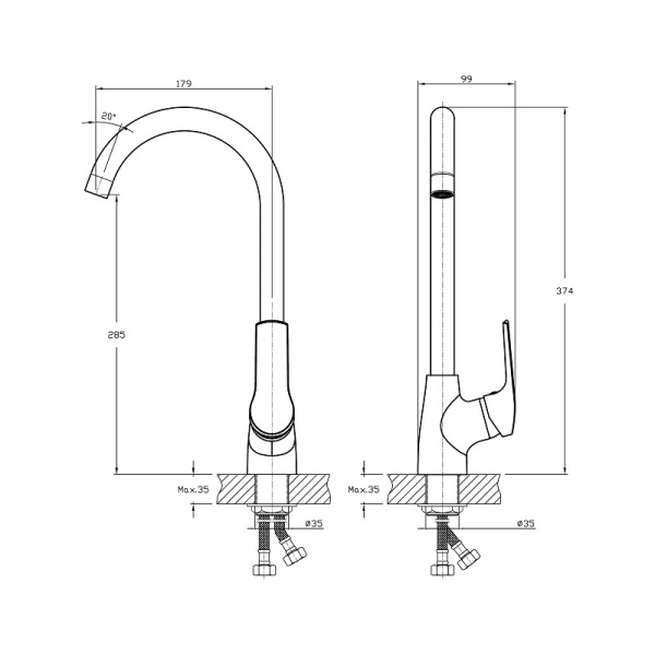 Смеситель для кухонной мойки Koller Pool Twist TW0500