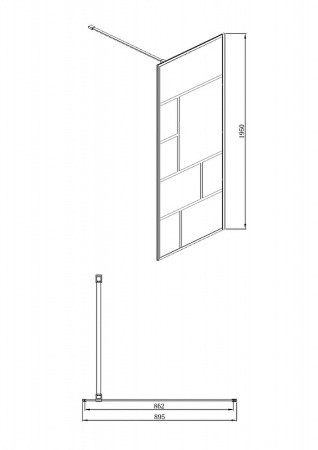 Душевая перегородка Bravat Blackline BG090.6414B