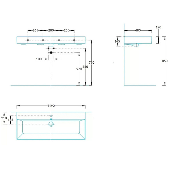 Раковина (120х48) Kerama Marazzi Grande GR.wb.120