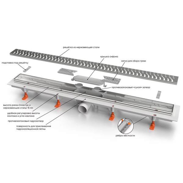 Душевой лоток Veconi Drops 450 V450D