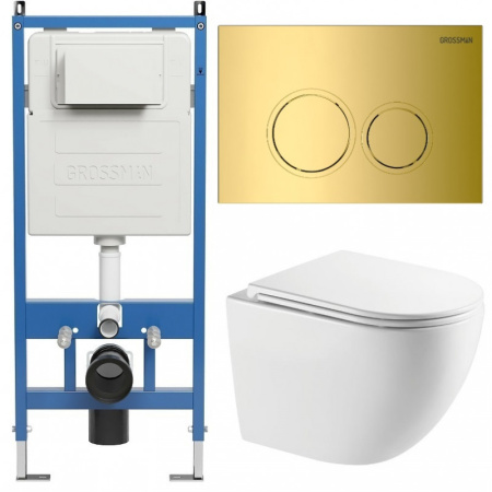 Комплект унитаза с инсталляцией Grossman Galaxy 97.4411SQC.01.300 с клавишей смыва